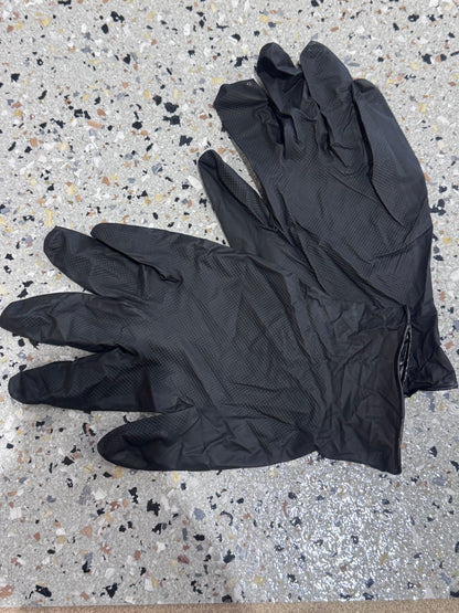 100 x Nitrile No-Rip Anti-Slip Gloves - Black